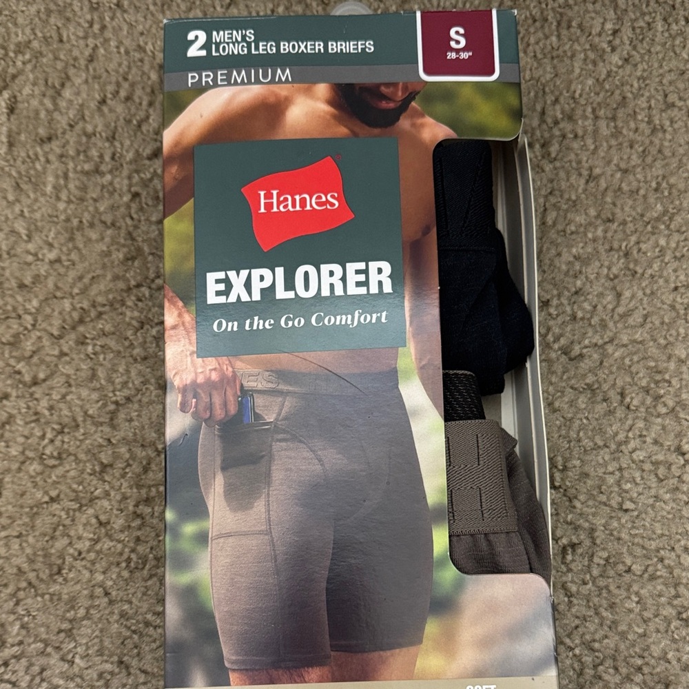 Hanes Explorer Men's Boxer Briefs - Black and Tan
